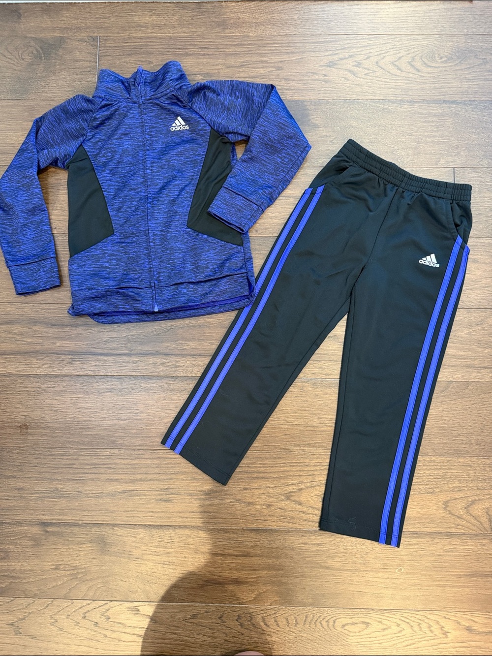 adidas Girls Purple & Black Athletic Track Jacket and Pants Set Size 5 - C45-087